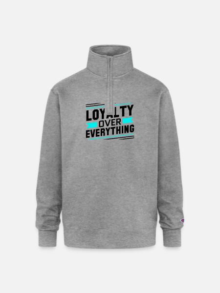 Loyalty Over Everything - Champion Unisex 1/4 Zip Pullover Sweatshirt - heather gray