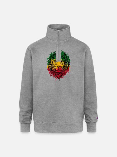 Africa map rasta lion - Champion Unisex 1/4 Zip Pullover Sweatshirt - heather gray