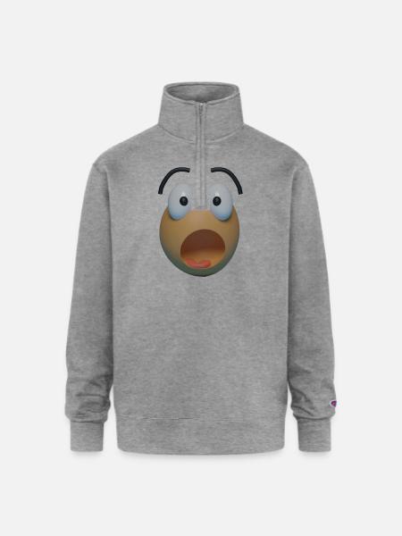 Surprised face - Champion Unisex 1/4 Zip Pullover Sweatshirt - heather gray