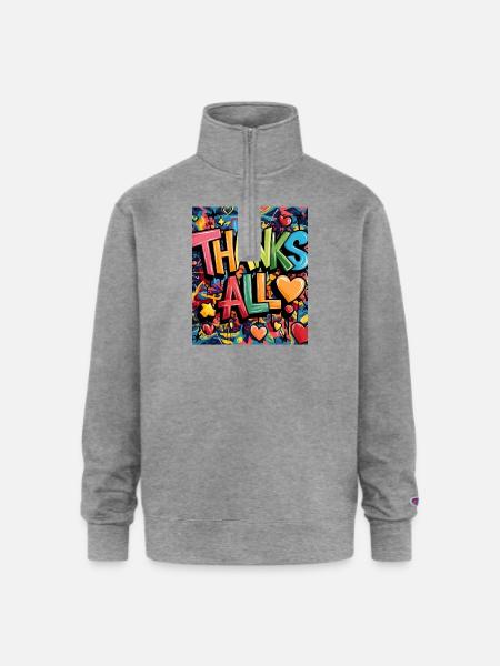 thanks - Champion Unisex 1/4 Zip Pullover Sweatshirt - heather gray