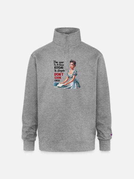 Clean Kitchen Secret - Champion Unisex 1/4 Zip Pullover Sweatshirt - heather gray