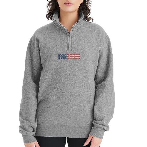 Freedom American Flag Distressed Patriotic Shirt - Champion Unisex 1/4 Zip Pullover Sweatshirt