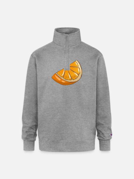 Orange slice - Champion Unisex 1/4 Zip Pullover Sweatshirt - heather gray