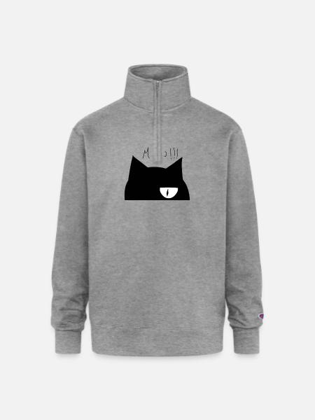 Cute cat face - Champion Unisex 1/4 Zip Pullover Sweatshirt - heather gray