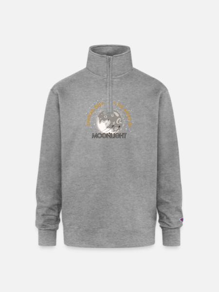 Celestial Moonlight Dream Illustration - Champion Unisex 1/4 Zip Pullover Sweatshirt - heather gray