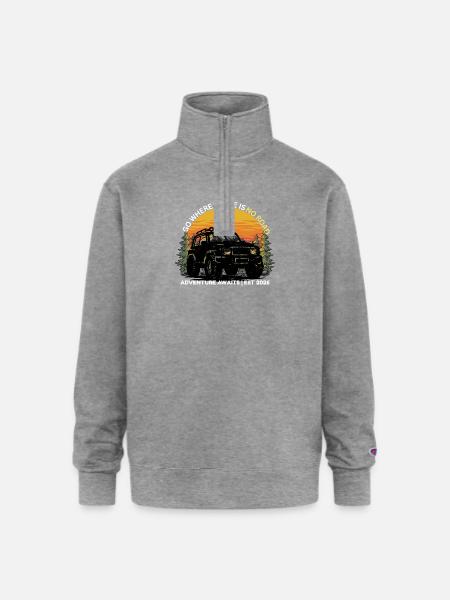 GO_WHERE_THERE_IS NO ROAD - Champion Unisex 1/4 Zip Pullover Sweatshirt - heather gray