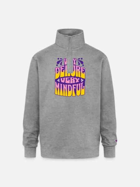 Very Demure, Very Mindful - Champion Unisex 1/4 Zip Pullover Sweatshirt - heather gray