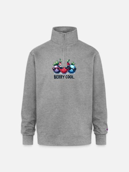 Funny Berry Cool - Champion Unisex 1/4 Zip Pullover Sweatshirt - heather gray