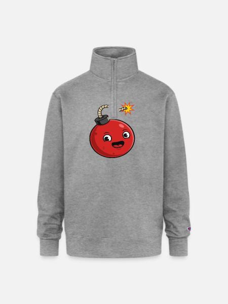 Playful Cartoon Bomb Design - Champion Unisex 1/4 Zip Pullover Sweatshirt - heather gray
