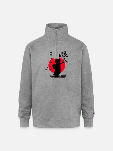 Ronin Guitar Player - Champion Unisex 1/4 Zip Pullover Sweatshirt - heather gray