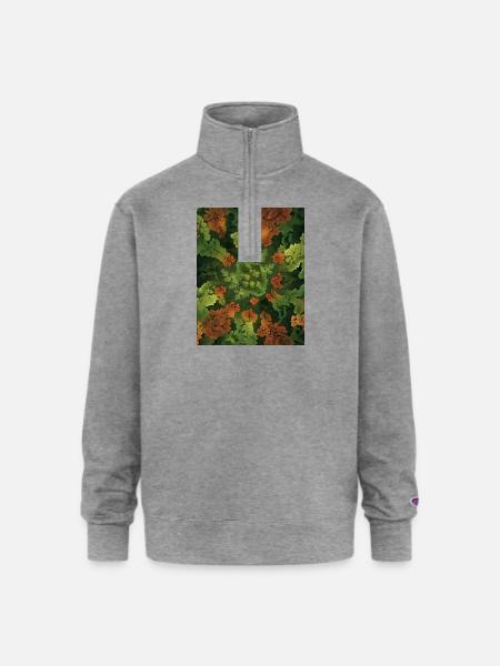Fractal forest - Champion Unisex 1/4 Zip Pullover Sweatshirt - heather gray