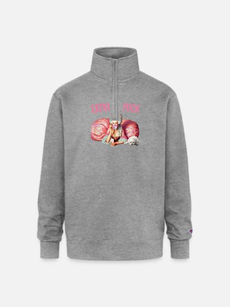 Rococo Bubblegum Queen - Champion Unisex 1/4 Zip Pullover Sweatshirt - heather gray