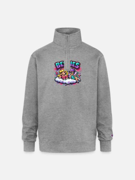 Besties Cloud Duo - Champion Unisex 1/4 Zip Pullover Sweatshirt - heather gray