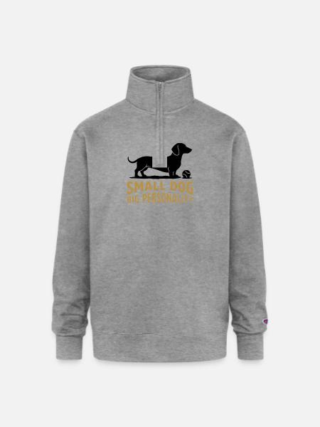 Small Dog Big Personality - Champion Unisex 1/4 Zip Pullover Sweatshirt - heather gray
