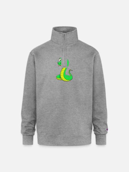 Disgusted Serpent: A Snaky Expression - Champion Unisex 1/4 Zip Pullover Sweatshirt - heather gray