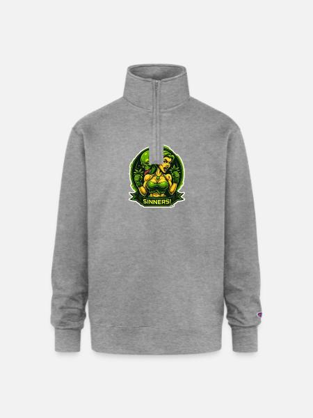 Sinners! Green Femme vs Demon - Champion Unisex 1/4 Zip Pullover Sweatshirt - heather gray
