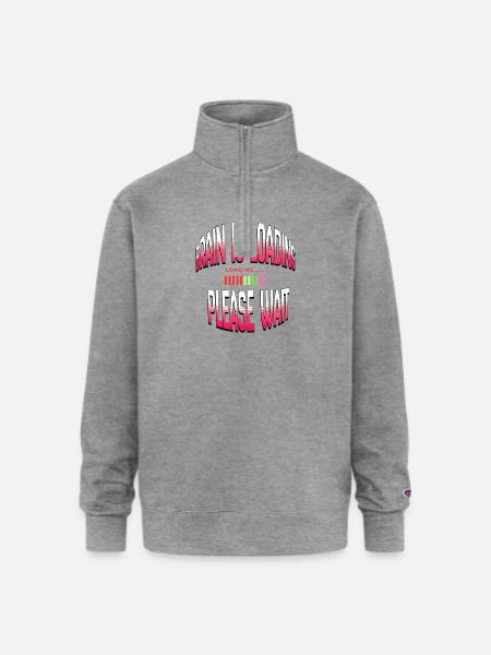 Brain Loading Please Wait - Champion Unisex 1/4 Zip Pullover Sweatshirt - heather gray
