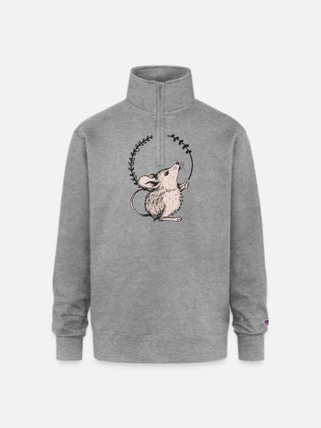 Mouse - Champion Unisex 1/4 Zip Pullover Sweatshirt - heather gray