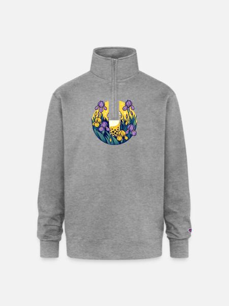 Bubble Tea - Champion Unisex 1/4 Zip Pullover Sweatshirt - heather gray