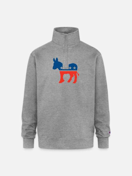 Democrat Logo - Champion Unisex 1/4 Zip Pullover Sweatshirt - heather gray