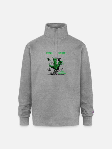 Pedal-Saurus Rex – Ride Prehistoric - Champion Unisex 1/4 Zip Pullover Sweatshirt - heather gray