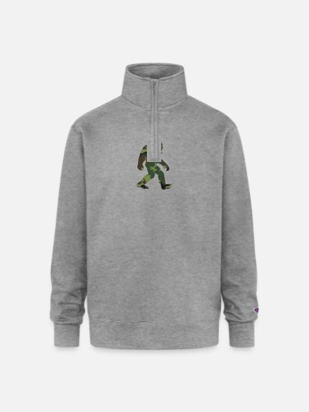 Camo Bigfoot - Champion Unisex 1/4 Zip Pullover Sweatshirt - heather gray