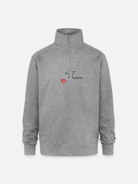 heart bag - Champion Unisex 1/4 Zip Pullover Sweatshirt - heather gray