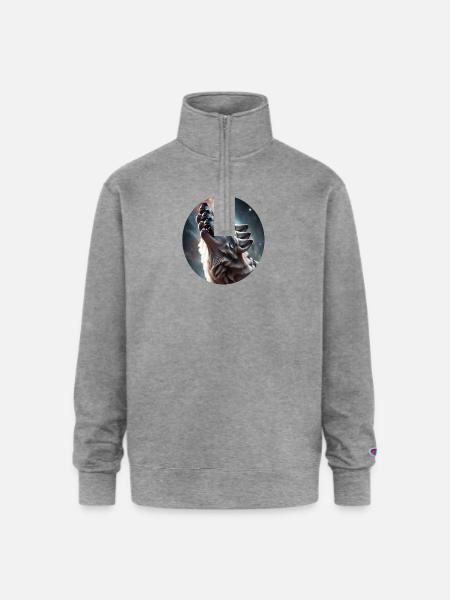 Wolf howling - Champion Unisex 1/4 Zip Pullover Sweatshirt - heather gray