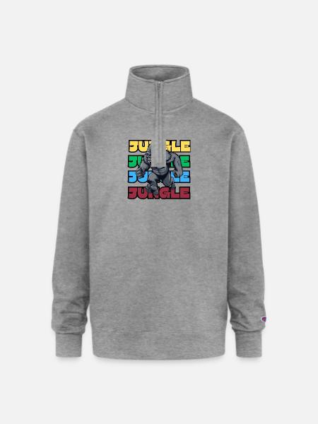 JUNGLE GORILLA - Champion Unisex 1/4 Zip Pullover Sweatshirt - heather gray
