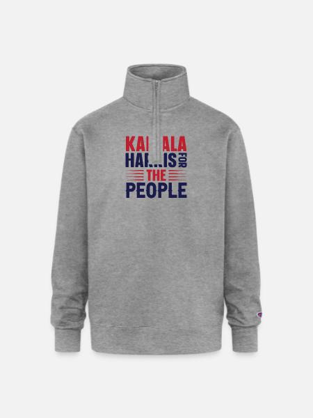 KAMALA HARRIS THE PEOPLE - Champion Unisex 1/4 Zip Pullover Sweatshirt - heather gray