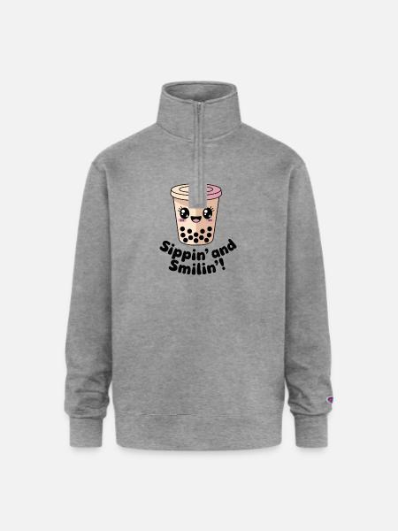 Sippin and Smilin - Champion Unisex 1/4 Zip Pullover Sweatshirt - heather gray