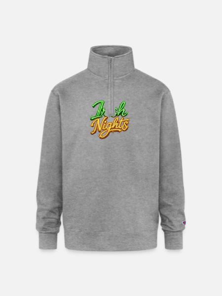 Irish Nights Neon Sign - Champion Unisex 1/4 Zip Pullover Sweatshirt - heather gray