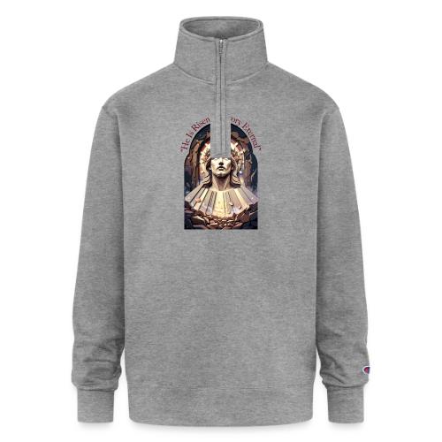Easter He Is Risen Face of Christ T Shirt, Gift - Champion Unisex 1/4 Zip Pullover Sweatshirt