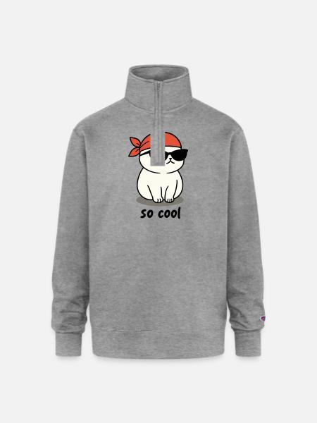 so cool cat - Champion Unisex 1/4 Zip Pullover Sweatshirt - heather gray