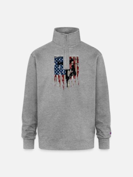 Blue Collar Patriot - Champion Unisex 1/4 Zip Pullover Sweatshirt - heather gray