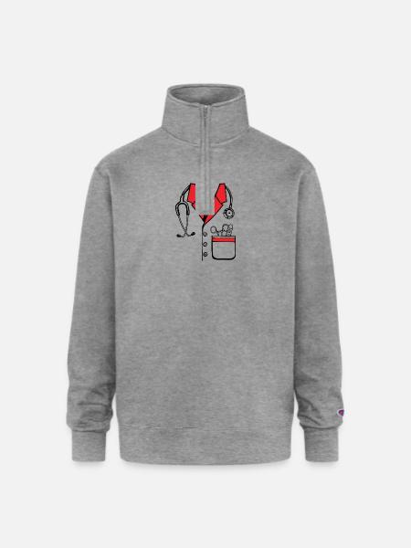 Doctor Stethoscope - Champion Unisex 1/4 Zip Pullover Sweatshirt - heather gray