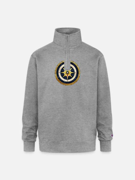 Stellar Golden Compass - Champion Unisex 1/4 Zip Pullover Sweatshirt - heather gray