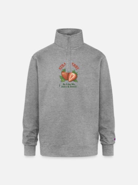 Sweet Like Strawberry - Champion Unisex 1/4 Zip Pullover Sweatshirt - heather gray