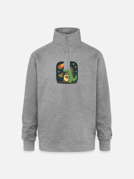 Dinosaur Space Adventure Design - Champion Unisex 1/4 Zip Pullover Sweatshirt - heather gray