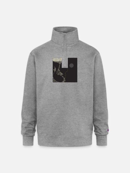 champagne face silhouette - Champion Unisex 1/4 Zip Pullover Sweatshirt - heather gray