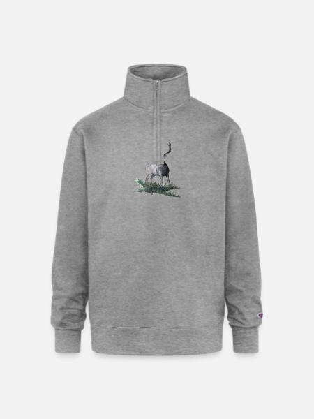 Mule deer buck sketch - Champion Unisex 1/4 Zip Pullover Sweatshirt - heather gray