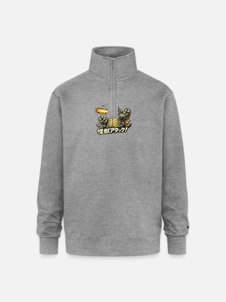 Kaiju Dragon Inferno Attack - Champion Unisex 1/4 Zip Pullover Sweatshirt - heather gray