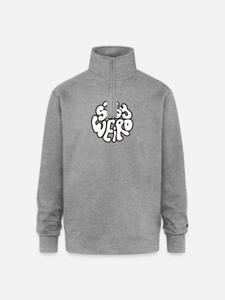 Stay Weird Retro Circle Text - Champion Unisex 1/4 Zip Pullover Sweatshirt - heather gray