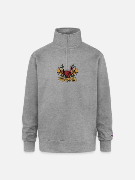 Tough Love Heart Boxing - Champion Unisex 1/4 Zip Pullover Sweatshirt - heather gray