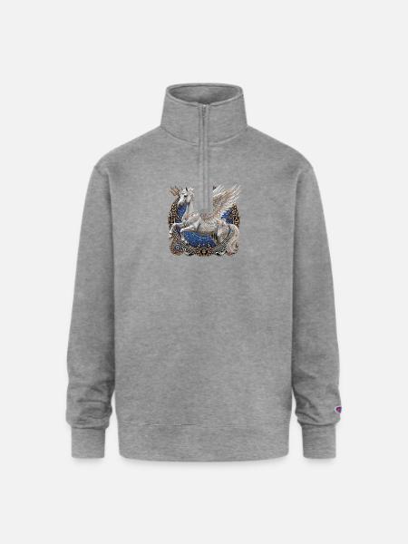 Pegasus Divine Steed - Champion Unisex 1/4 Zip Pullover Sweatshirt - heather gray