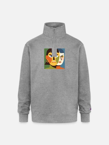 Cubist Dual Faces - Champion Unisex 1/4 Zip Pullover Sweatshirt - heather gray