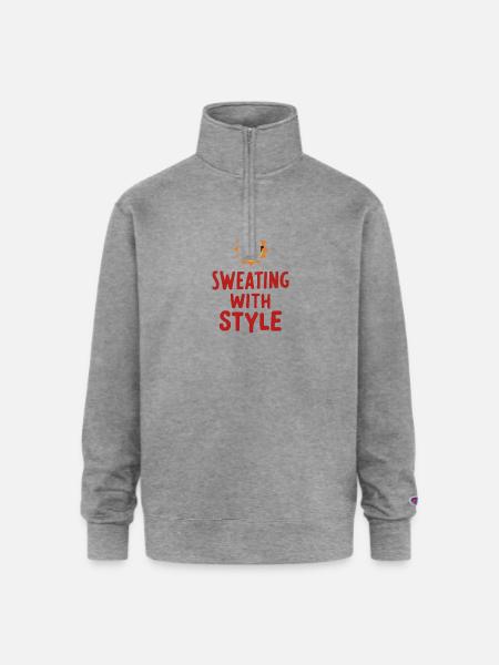 Sweating with Style - Champion Unisex 1/4 Zip Pullover Sweatshirt - heather gray