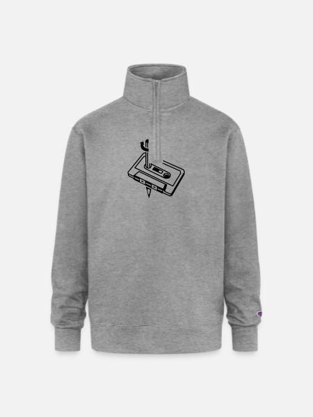 Unique Cassette Mixtape Relationship - Champion Unisex 1/4 Zip Pullover Sweatshirt - heather gray