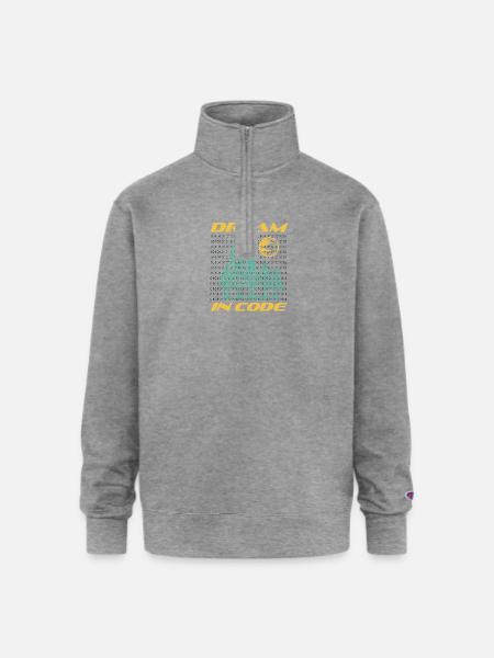 Dream In Code - Champion Unisex 1/4 Zip Pullover Sweatshirt - heather gray