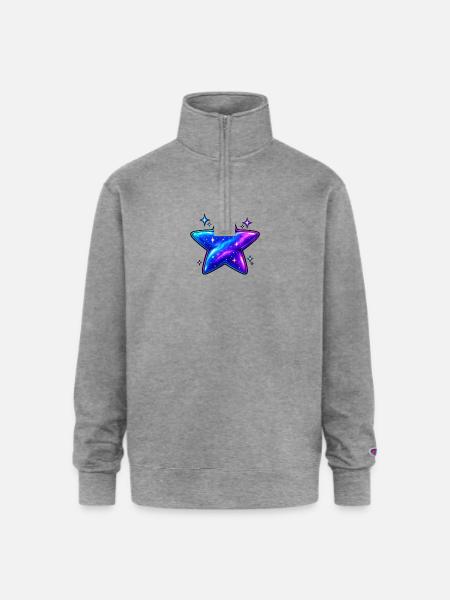 Cosmic Galaxy Star - Champion Unisex 1/4 Zip Pullover Sweatshirt - heather gray